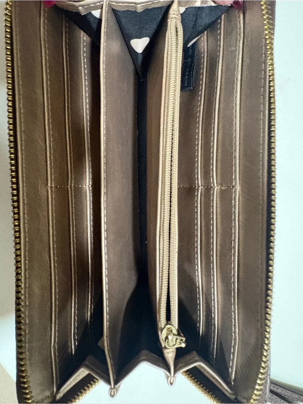 Anne Klein Croc-Embossed Dark Brown Wristlet Wallet with Gold Hardware